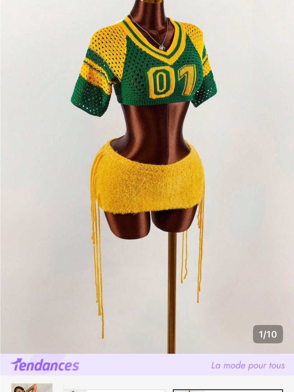 SHEIN Yellow Fuzzy Drawstring Mini Skirt